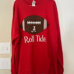 Gildan Red Football Graphic Long Sleeve Tee